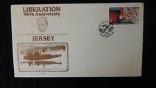 Jersey 1985 FDC postal stationary envelope liberation churchill flags ships