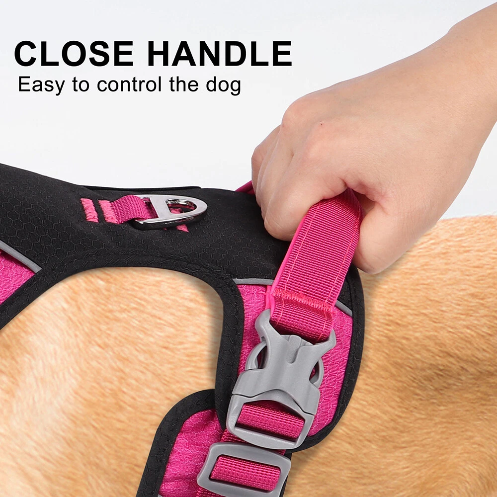 Dog Harness No-Pull Control Vest Reflective Breathable Mesh Vest w/ 2 Leash Clip Dog Harness No-Pull Control Vest Reflective Breathable Mesh Vest w/ 2 Leash Clip