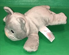 8" Long Melissa Doug Floppy Grey Kitty Cat Kitten Plush Gray White Tummy