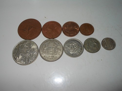 1966 Australia 50 cent Florin shilling sixpence threepence 1d lot Silver coins - Picture 2 of 6