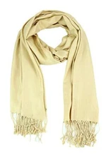 PASKMLNA Large Solid Color Pashmina Shawl Wrap Scarf 80" X 27" #029 Champagne