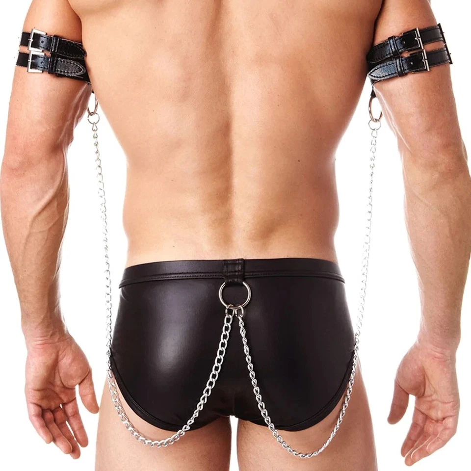 Vintage GREGG HOMME Faux Leather Brief & Armstraps W/Chains XL Gay BDSM - Image 4 of 4
