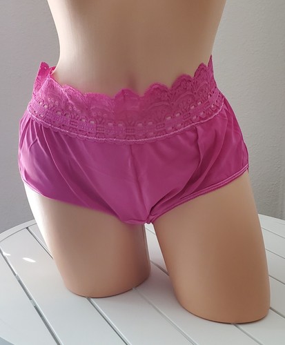 Olga Secret Hug Silky Nylon Bikini Panty with Lace Trim 9/2XL Hot PINK 0913J3 - Picture 2 of 8