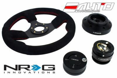 NRG 320 Race Suede Red Steering Wheel/101 Hub/2.0 Black Quick Release/Lock Matt