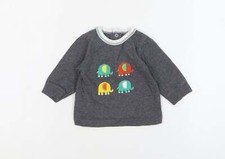 Baby Grey 100% Cotton Basic T-Shirt Size 0-3 Months Round Neck Pullover