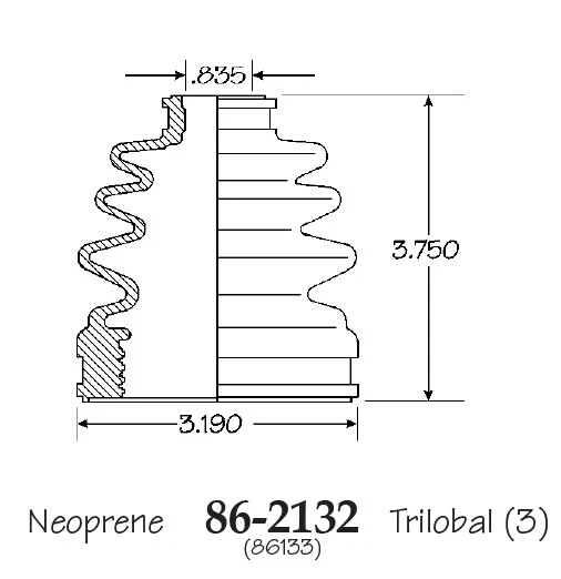 Внутренние и внешние ботинки оси CV для заднего полного привода Mitsubishi Outlander 2003-2006 - Изображение 2 из 4