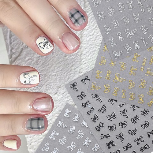 1 pieza Cinta 3D Pegatina Uñas Ultrafina Francesa Moño Calcomanías Decoraciones Manicura - Imagen 3 de 22