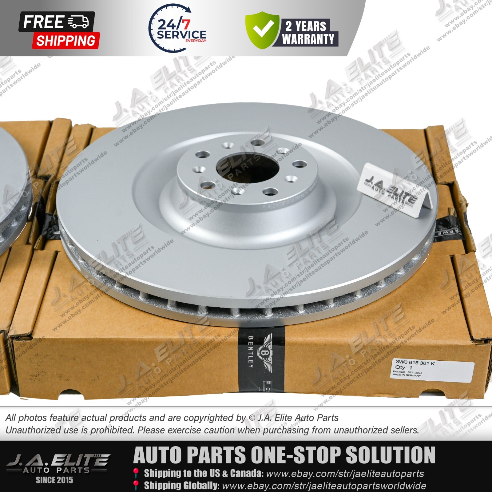 4pcs Front & Rear Brake Discs Set fit Bentley Continental GT, Flying Spur