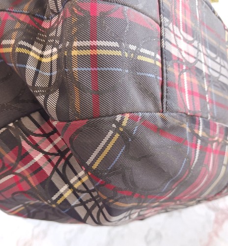 COACH F15487 VINTAGE SOHO BLACK & RED PLAID SIGNATURE C CANVAS HOBO & WALLET SET - Picture 8 of 22