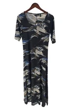 Attitudes by Renee Petite Como Jersey Elbow Sleeve Maxi Dress Navy