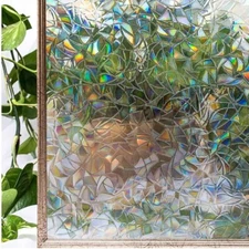 Rainbow Effect Privacy Window Film Frosted Window Decal Stickers Static Cling