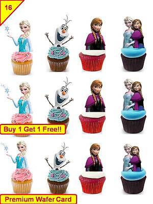 35 Disney Frozen Elsa Birthday Party Cup Cake Toppers Rice Wafer Edible PRE-CUT