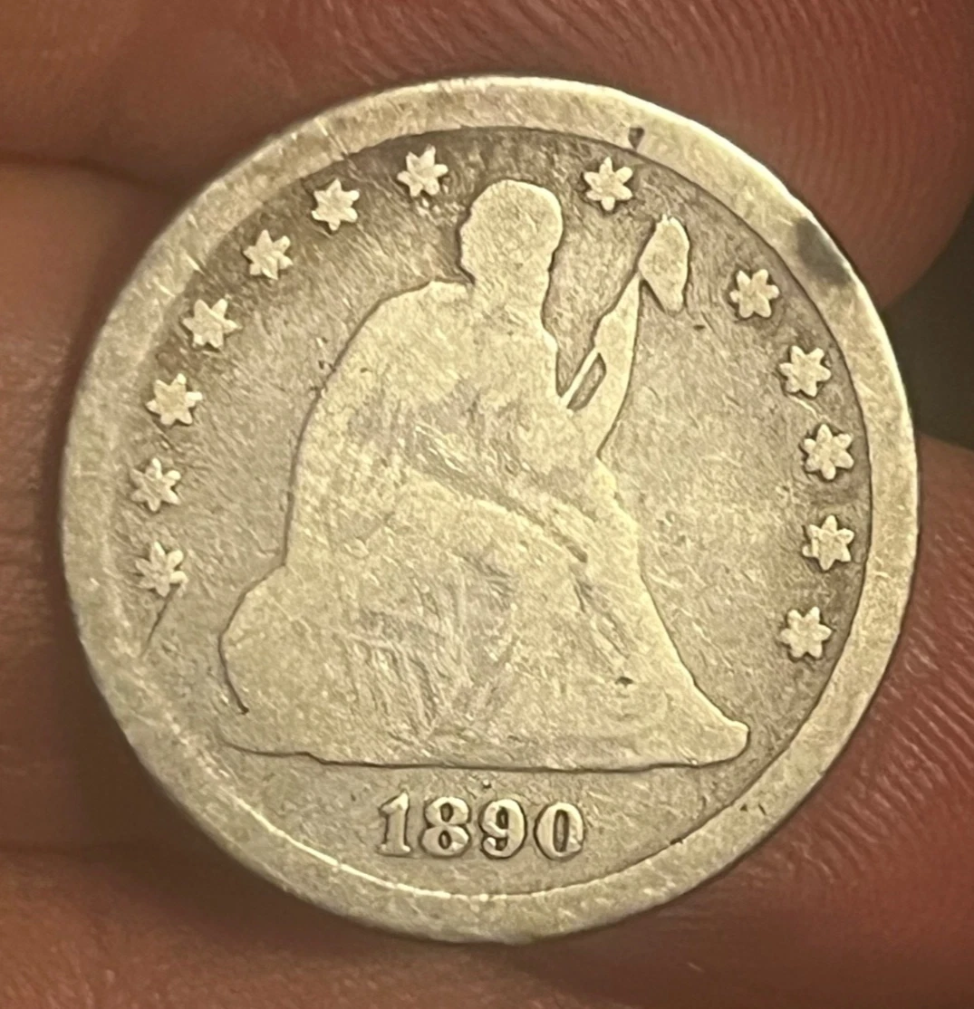 Silver 1890 Year Seated Liberty US Quarters (1838-1891) for sale