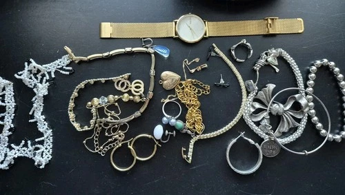 Mixed Jewelry Lot 925 Costume Vintage Crafting Silvertone Goldtone