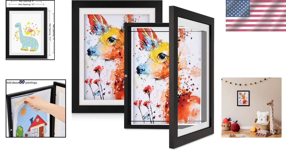 Soporte de pared con marco de obras de arte para niños 8,5x11 con vidrio templado Foto 2 de 4