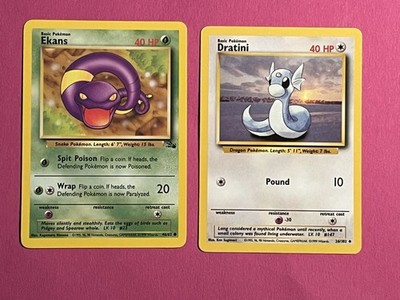 26/102 Dratini & 46/62 Ekans Base Set & Fossil Englisch Pokemon TCG