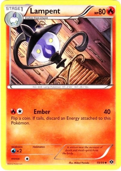 Lampent - 19/99 - Uncommon (Damaged) Next Destinies - Fire Pokémon