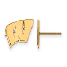 10k Yellow Gold University of Wisconsin Small 'W' Post Earrings