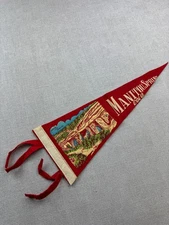 Vintage Manitou Springs Colorado Red Pennant Felt 25" Souvenir