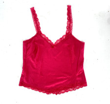 Vintage Warners Shine On Fuchsia Lace Camisole 32 USA Made Lingerie Top Coquette