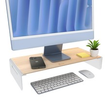 Premium Monitor Stand, Made with Elegant Wood and Sleek Aluminum Material, Di...
