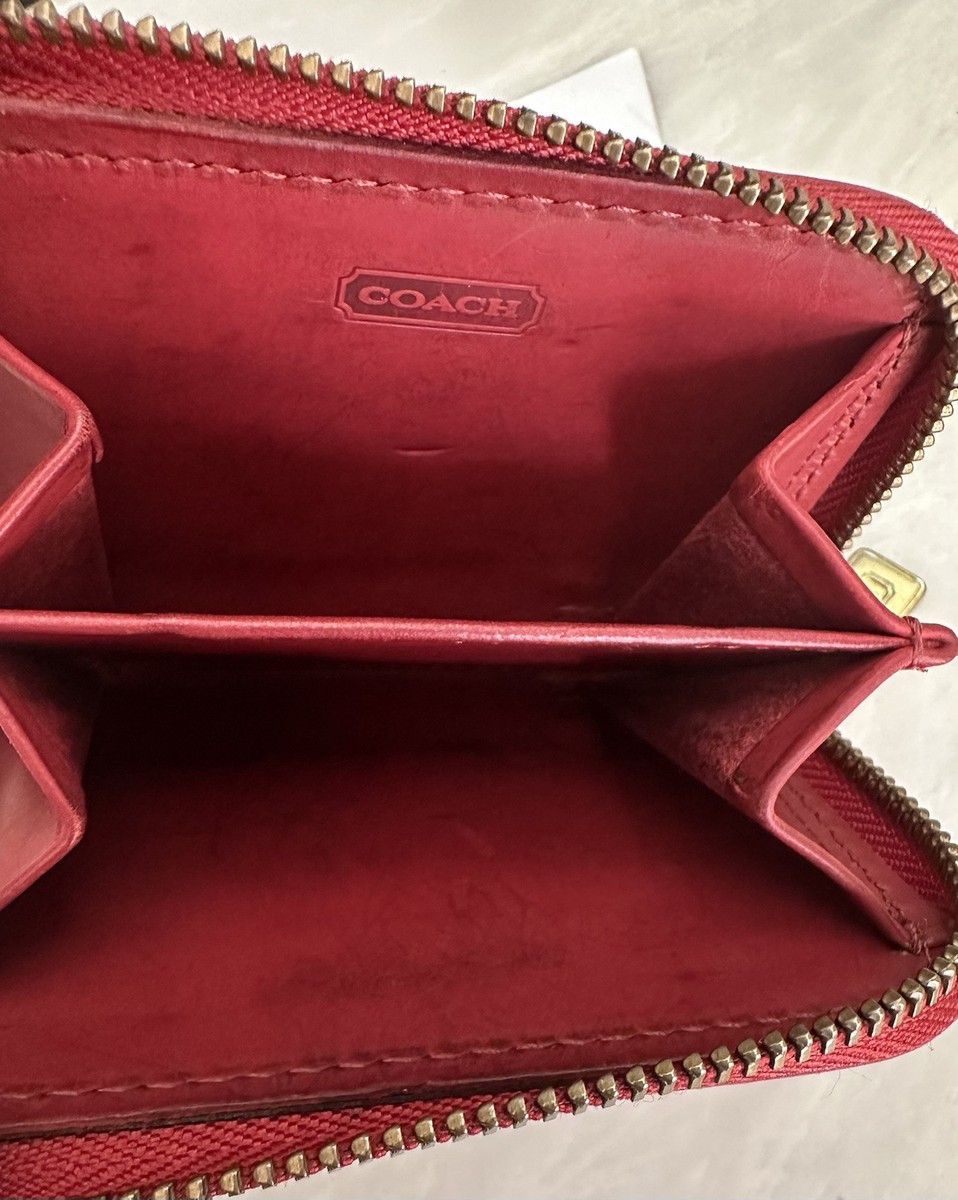 小物 OLD COACH Folding wallet leather red Vintage Coach Red Bedford Multi-Function Purse Wallet 6994