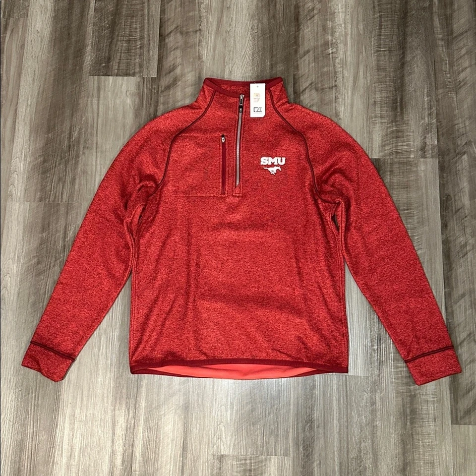 SMU Mustangs Cutter & Buck Mainsail Quarter Zip Pullover - Medium - Image 2 of 4