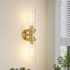 Emak 2-Light Bathroom Vanity Light Fixtures, Modern 22 Inch Brushed Gold Vani...