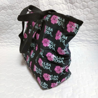 花 ALBAROSA ALBA ROSA Floral Tote Bag Black Canvas Material Hibiscus | eBay