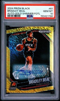 Bradley Beal 2024-25 Prizm Black Gold Shimmer Auto 03/10 PSA 10 Jersey Number