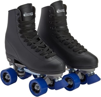 Chicago Skates Quad Roller Rink Skates Black with Blue Wheels Mens Size 4 CRS405