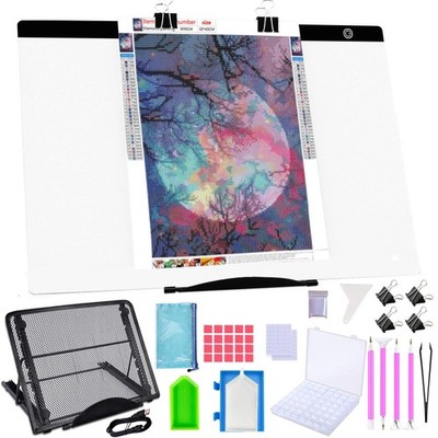 5D Diamond Painting LED Light Pad Kit - Full Drill Accessories, Storage Case & T