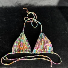 Luli Fama Bikini Top Womens Pura Fiesta Triangle Halter Colorful