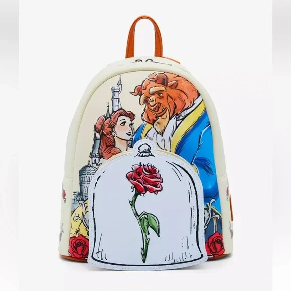 Loungefly Disney Beauty And The Beast Couple Rose Mini Backp