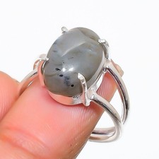 Natural Labradorite Gemstone m925 Sterling Silver Jewelry Ring Size 7 US 