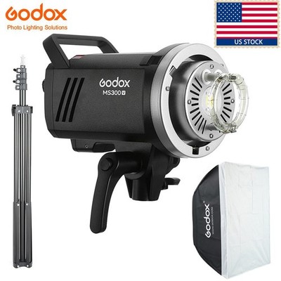 GODOX MS300V 300W Compact Studio Strobe Flash Light+60*60cm Softbox+2m Stand kit