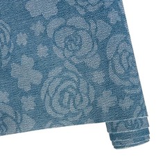 ONEART | Light Blue Denim Rose Fabric, Soft Stylish Floral Cowboy Faux Leather F