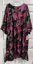 NWT Ivy City Evelyn Floral Sequin Midi Dress Size 5x Black Pink Cocktail Wedding