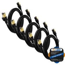 5 Pack 15 Feet Cat 7 Ethernet Cable High Speed RJ45 LAN Triple Shielding SFTP