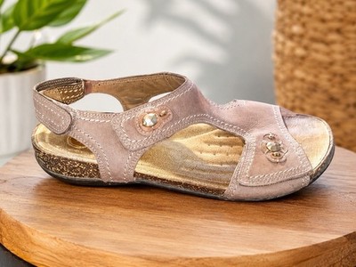 Clarks Unstructured Sandals Women's Slingback Metallic Beige Comfort Open Toe 10