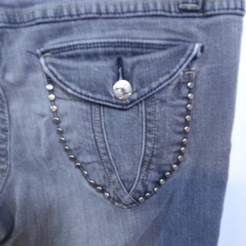 Junior’s size 3 Light Wash Solid Gray Denim High Rise Mom Jeans Arizona Jean Co - Picture 6 of 9