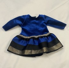 Dollie  Me Blue Black  Gold Velvet Dress Fits 18in OG American Girl Doll