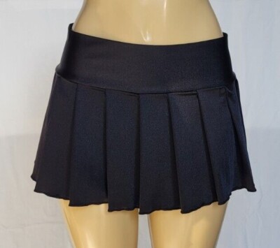 MICRO MINI Spandex Skirt Plaid Pleated (BlackSpandex) | eBay