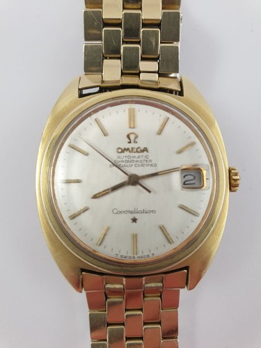 OMEGA CONSTELLATION GOLD PLATED 1970S 34MM AUTOMATIC CHRONOMETER WATCH