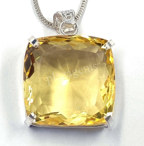 111.65 Ct Cushion Natural Yellow Citrine Pendant 925 Strealing silver Gems 5MRB - Picture 8 of 8