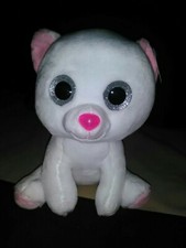 Goffa Brand Stuffed Plush Soft White Cat * Large Eyes. * Brand New! 