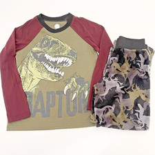 Boys Pajamas Size 6-7 Wonder Nation Fleece Long Sleeve Dinosaur