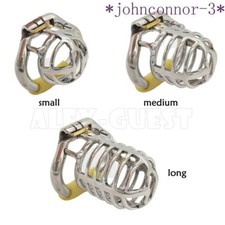 Stainless Steel Male Chastity Device Metal Cage Hinged Ring Men Locking Belt 559