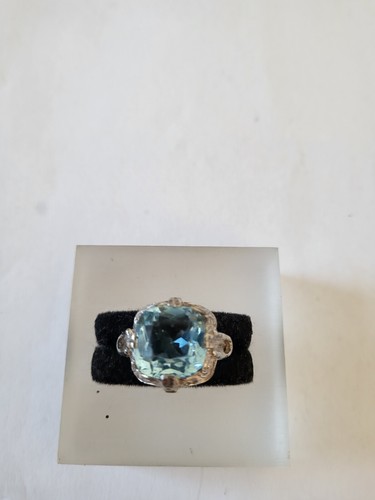835er Silber antiker Art-Deco Ring viereckiger blauer Spinell Antikschmuck
