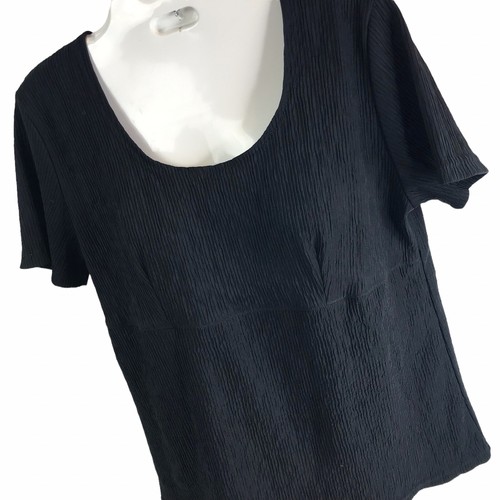 Vintage Liebe USA Top Black Crinkle Fabric Blouse L Goth Classiccore